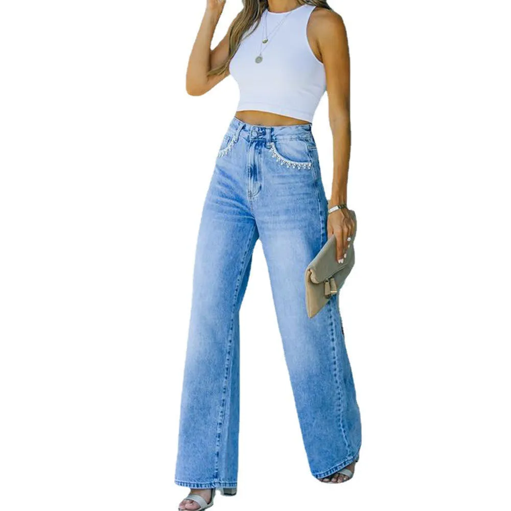 Loose Washed High Waist Wide Leg Denim Jeans