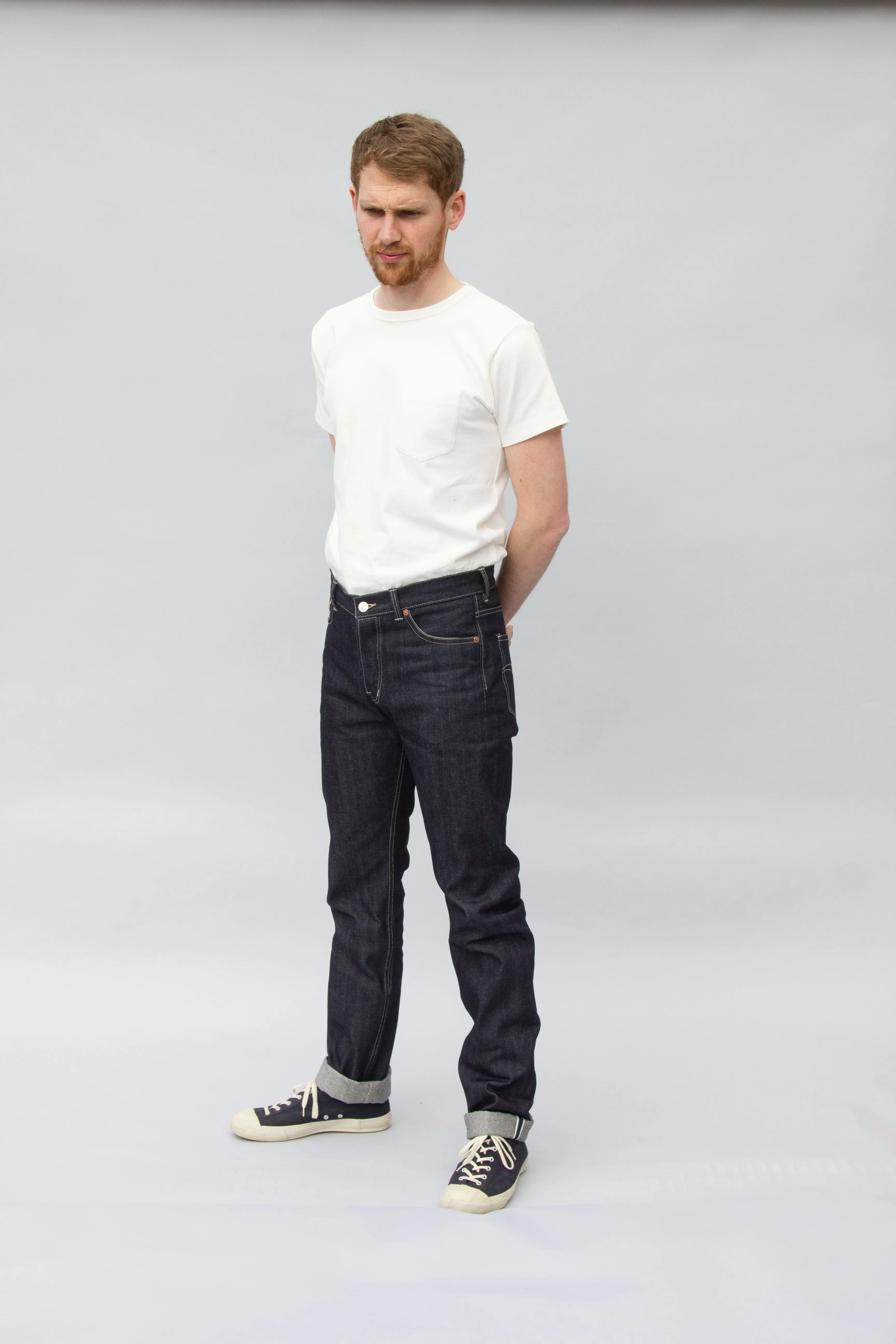 LOT 7 MENS SLIM FIT JEANS 14OZ WHITE SELVEDGE