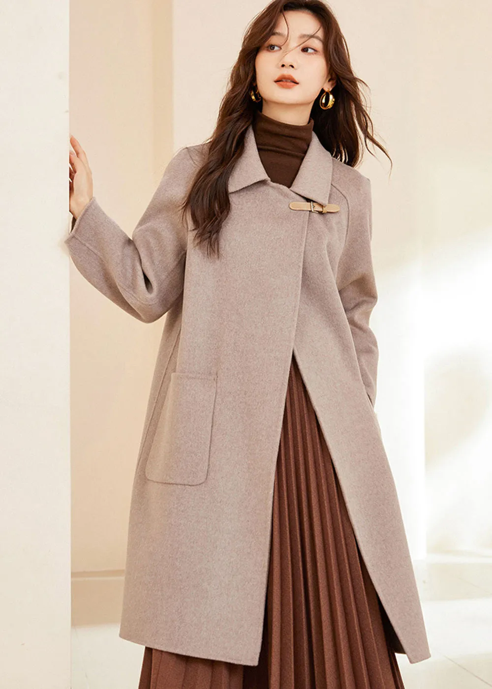 Maia Spread Collar Double Face Wool Coat