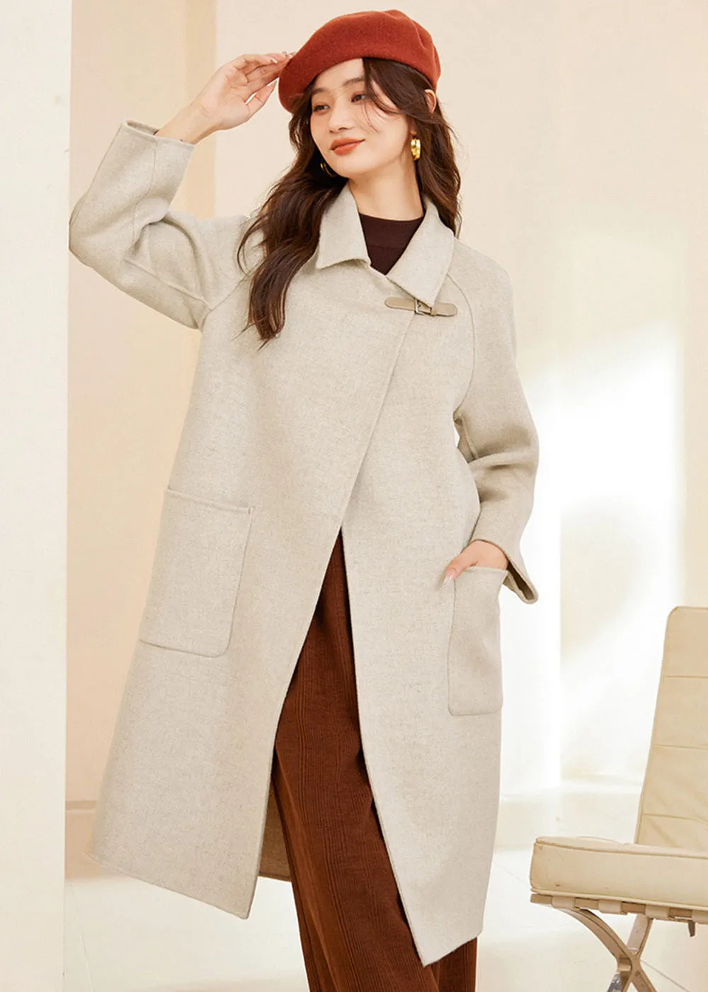 Maia Spread Collar Double Face Wool Coat