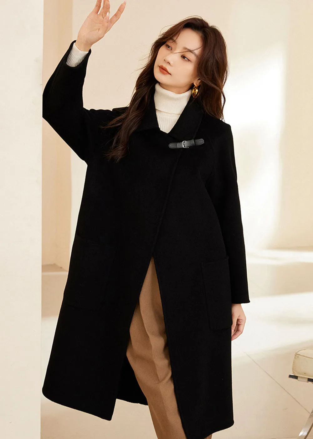 Maia Spread Collar Double Face Wool Coat