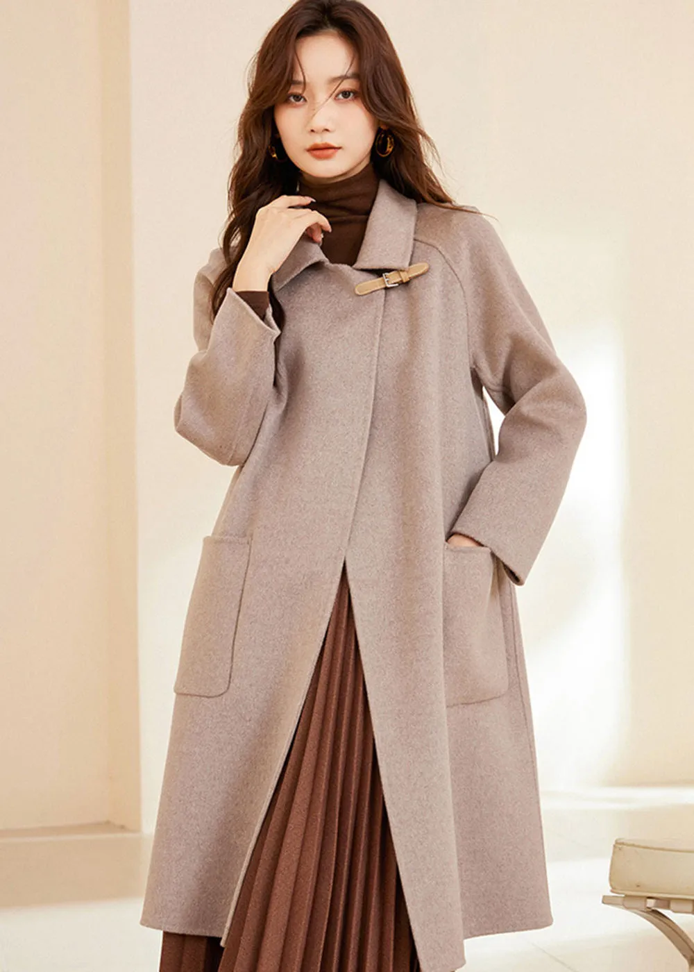 Maia Spread Collar Double Face Wool Coat