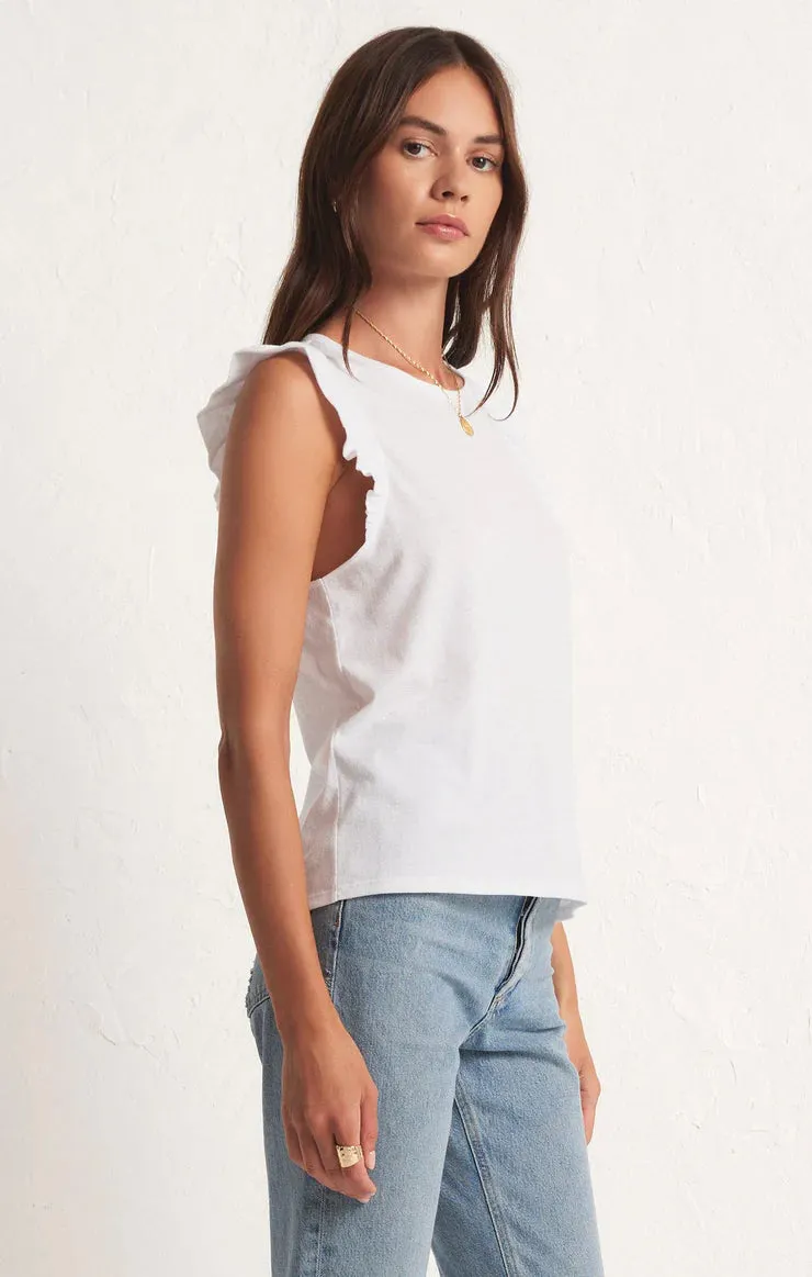 Marielle Flutter Tank Top - White