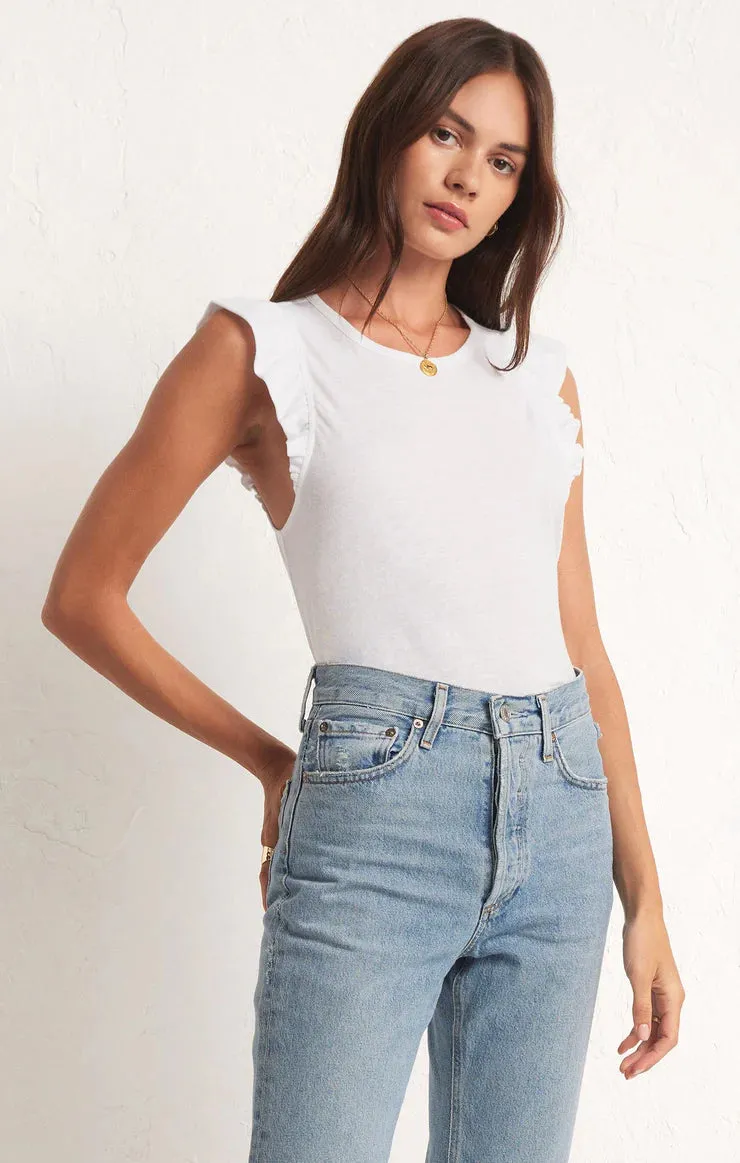 Marielle Flutter Tank Top - White