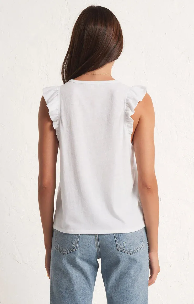 Marielle Flutter Tank Top - White