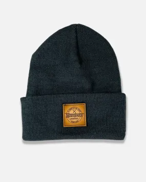 MECHANIC LEATHER PATCH BEANIE - BLACK