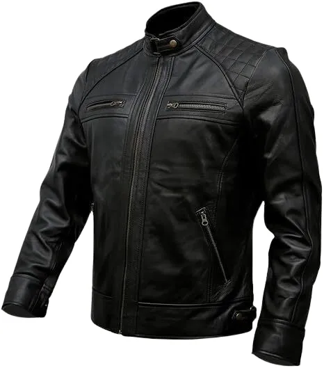 Men's Genuine Leather Biker Jacket | Black & Vintage Brown Distressed Lambskin.