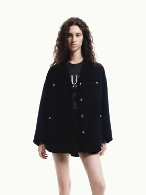 Metallic Button Wool Coat