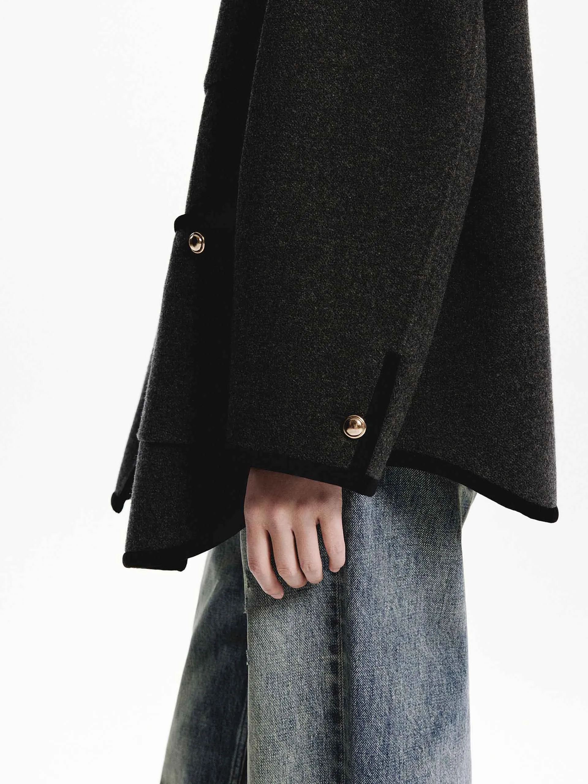 Metallic Button Wool Coat