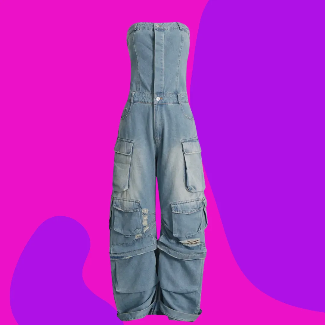 Miss Bounce Back -WC Denim Jumpsuit