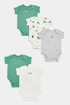 Mothercare Animal Band Short-Sleeved Baby Bodysuits - 5 Pack