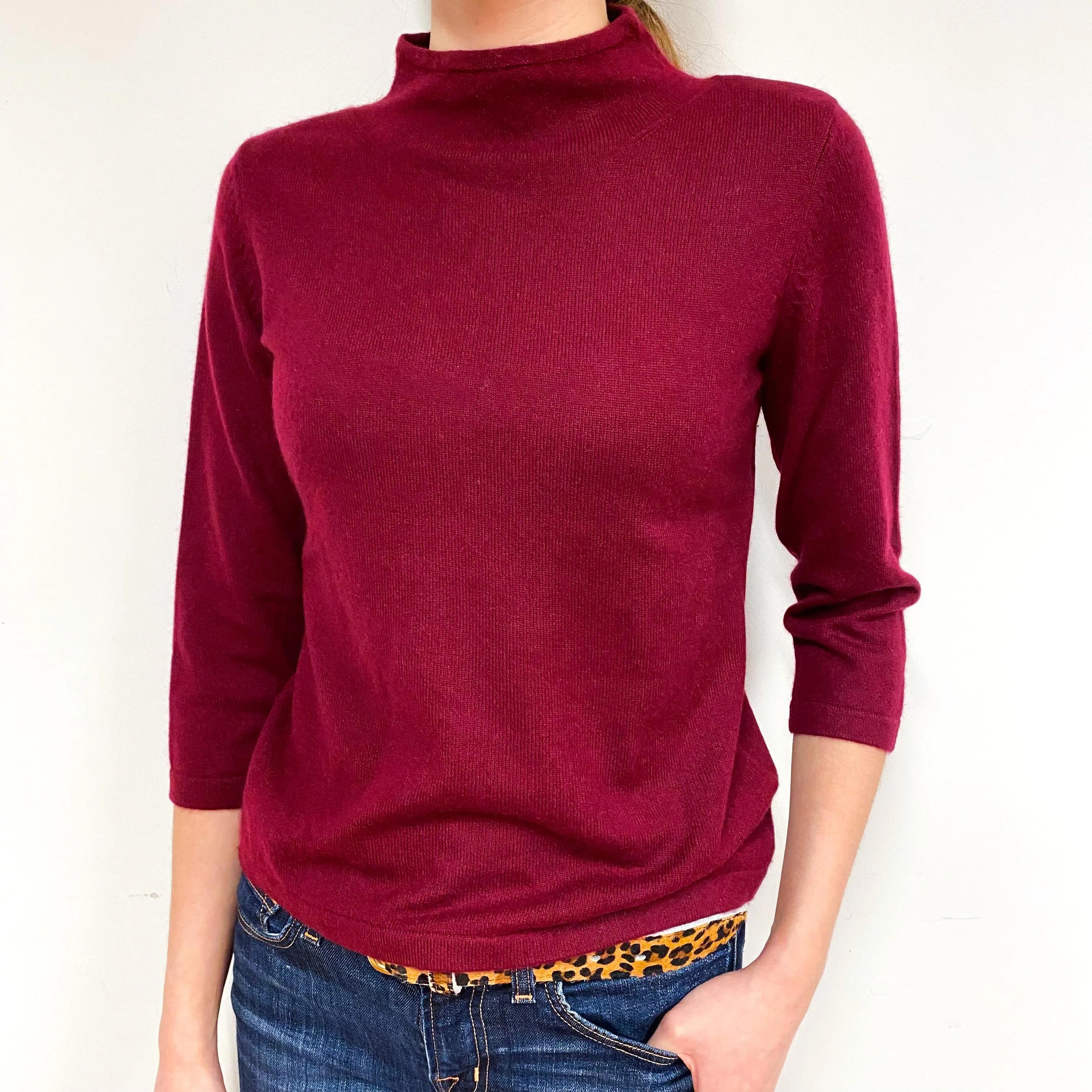 Mulberry Red Cashmere Turtle Neck Jumper Extra Small