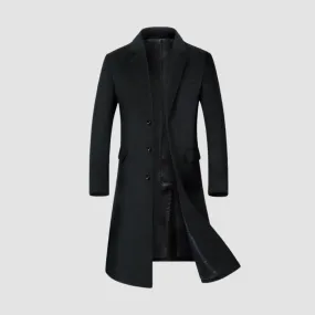 MV Knee-Length Suit Collar Thickened Woolen Coat