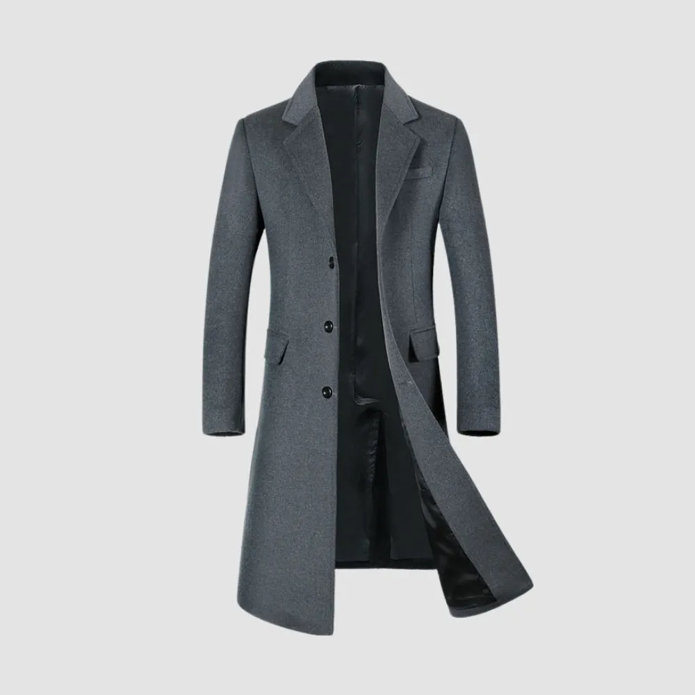 MV Knee-Length Suit Collar Thickened Woolen Coat