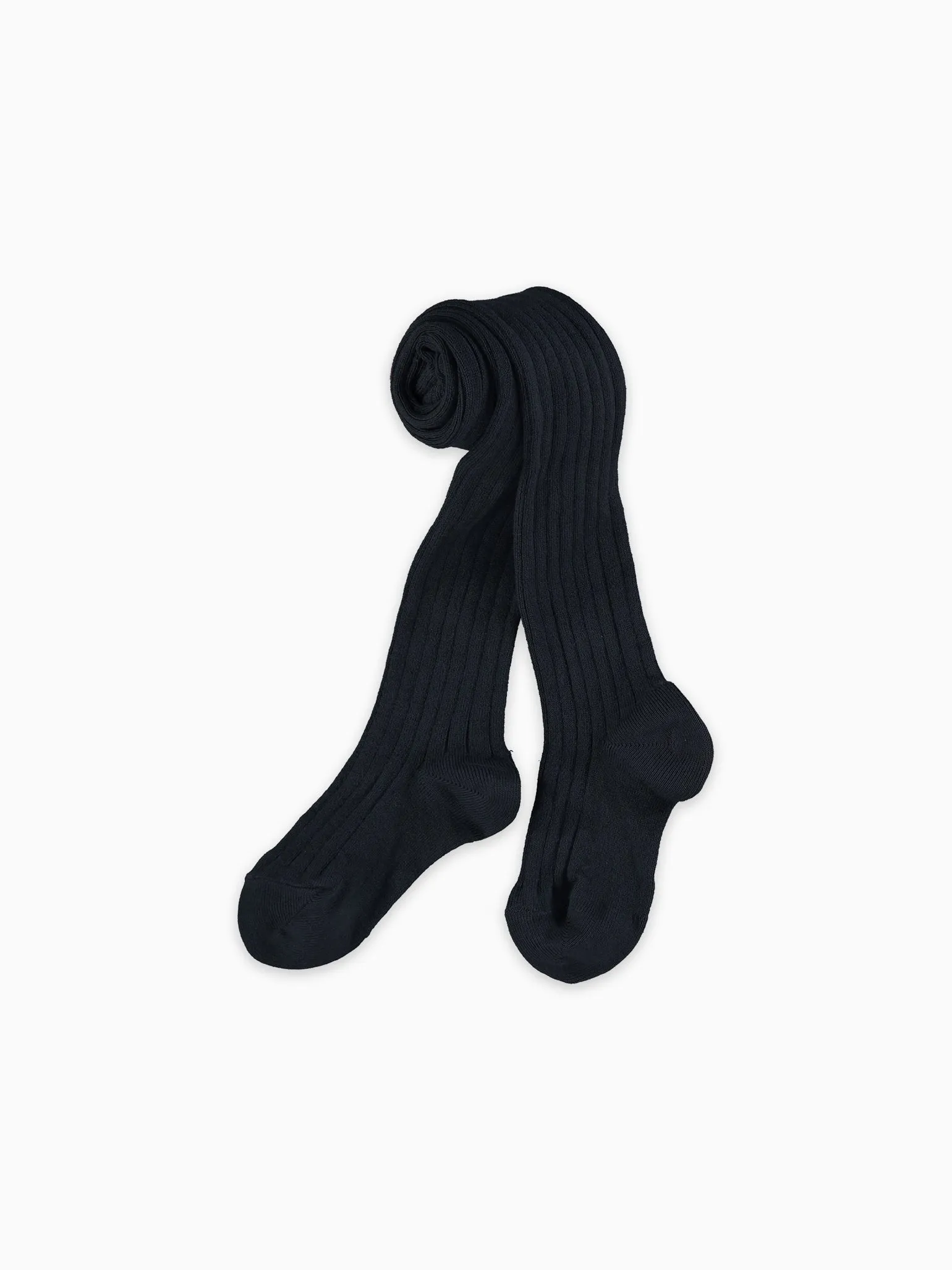 Navy Blue Ribbed Kids Tights