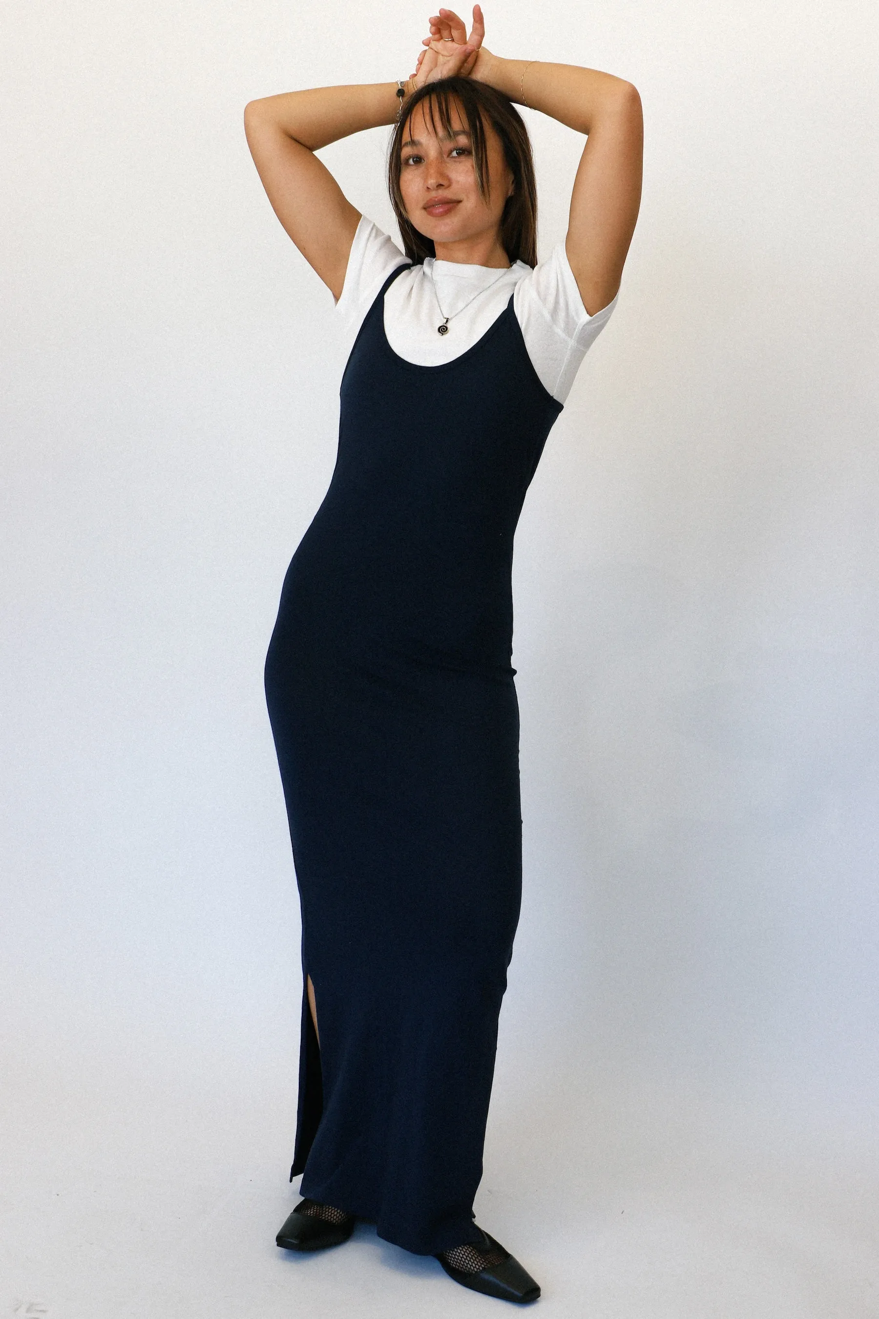 Navy Jersey Simple Dress