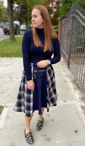 Navy Plaid Prep Skirt