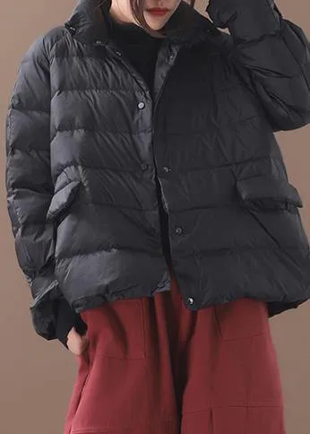 New black Parkas casual snow jackets winter short coats stand collar