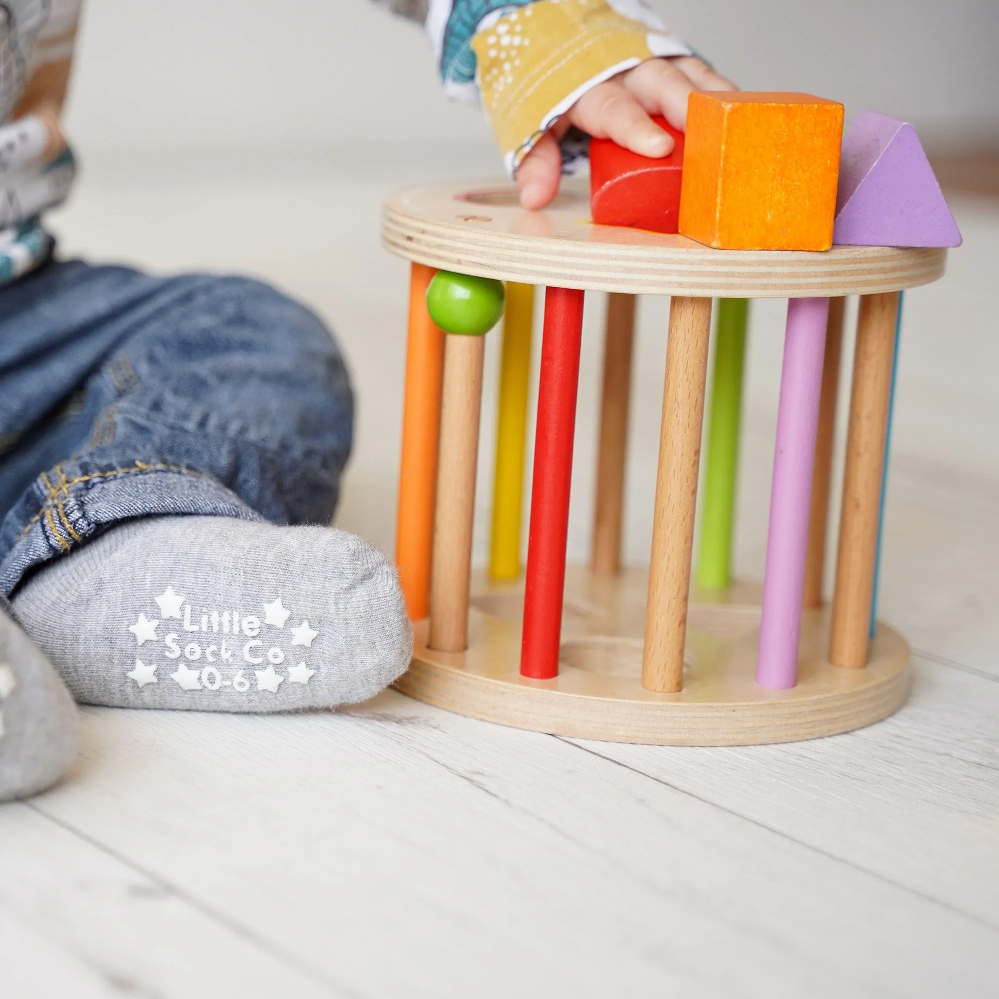 Non-Slip Stay On Baby and Toddler Socks - 3 Pack in Ocean Blue, Oat & Grey Marl