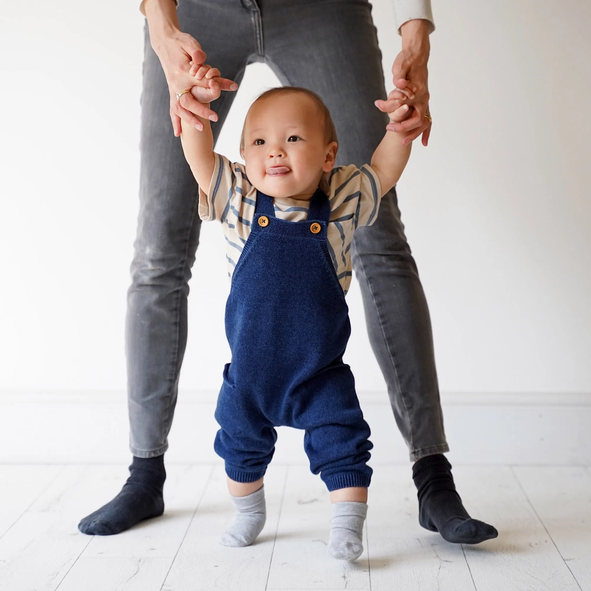 Non-Slip Stay On Baby and Toddler Socks - 3 Pack in Ocean Blue, Oat & Grey Marl