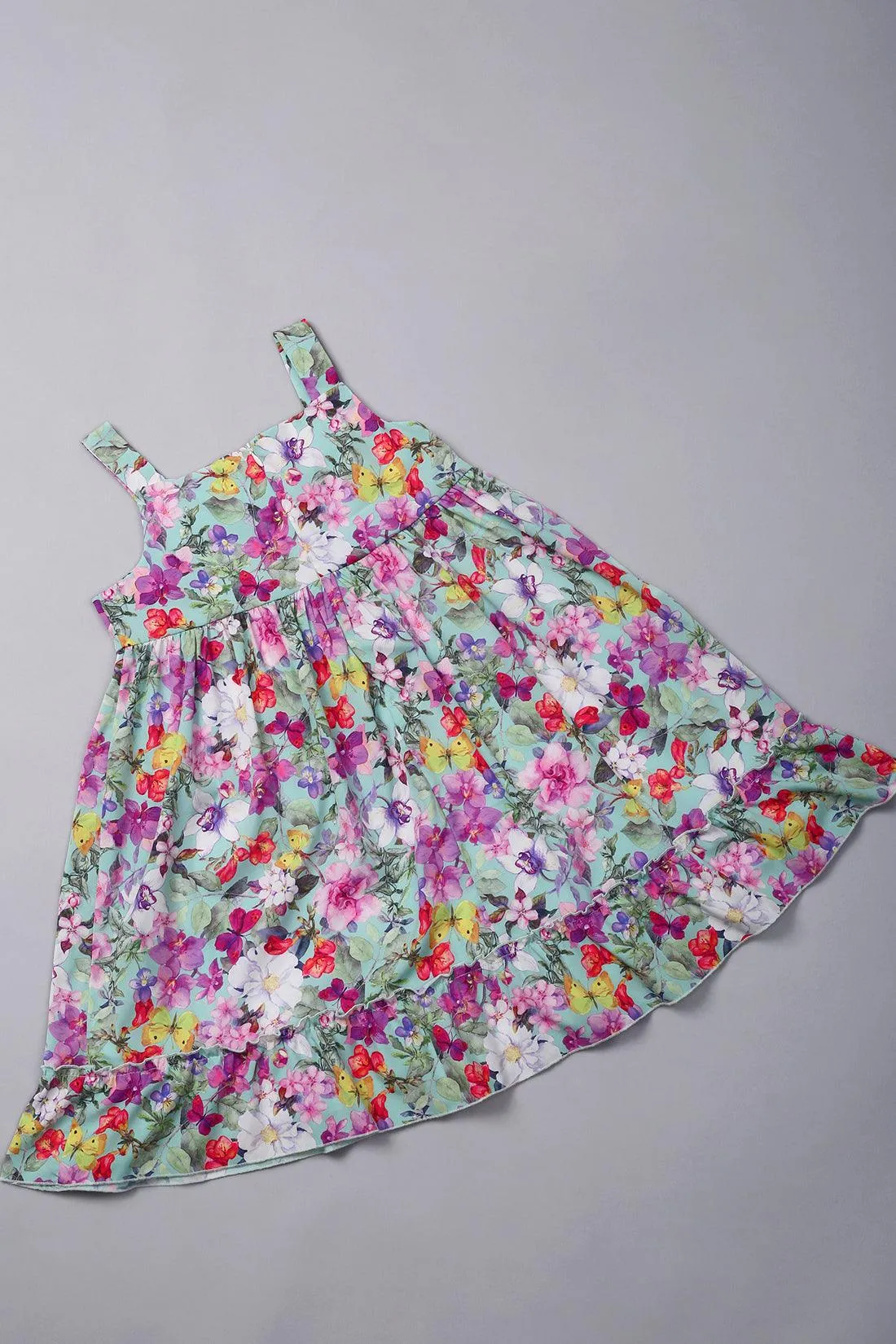 One Friday Kids Girls Multicolour Flower Dress