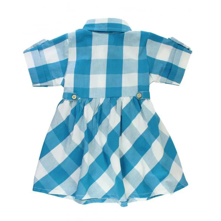 Peacock Blue Plaid Babydoll Dress