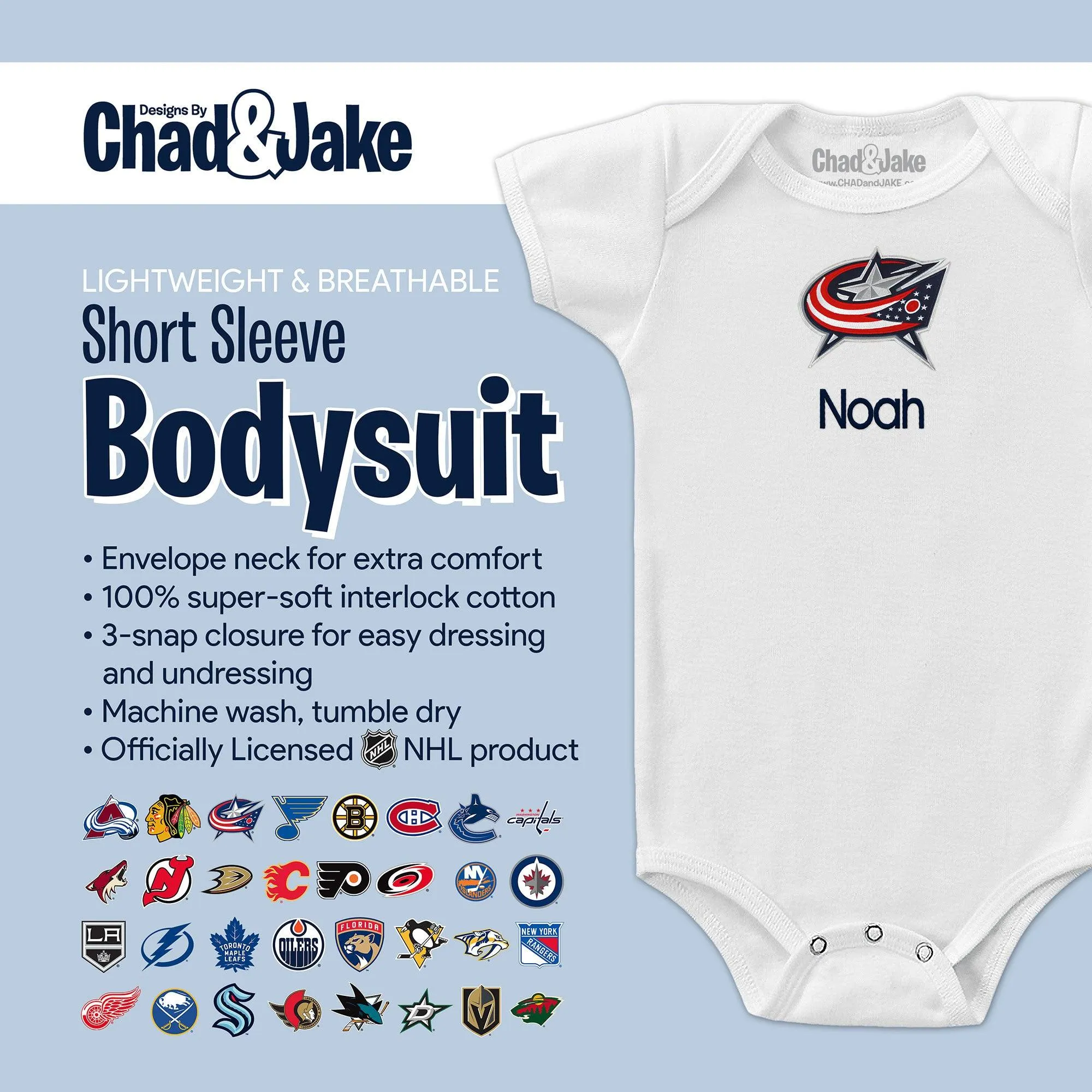 Personalized Columbus Blue Jackets Bodysuit