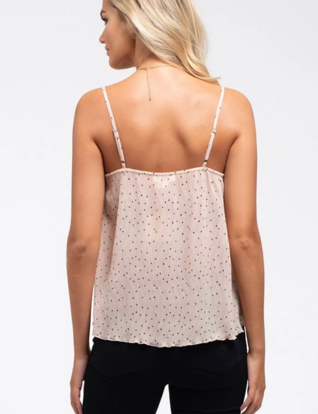 Pink & Black Polka Dot Lace Cami