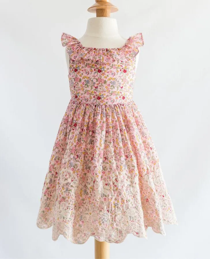 Pink Floral Print Toddler Dress