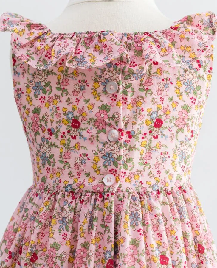 Pink Floral Print Toddler Dress