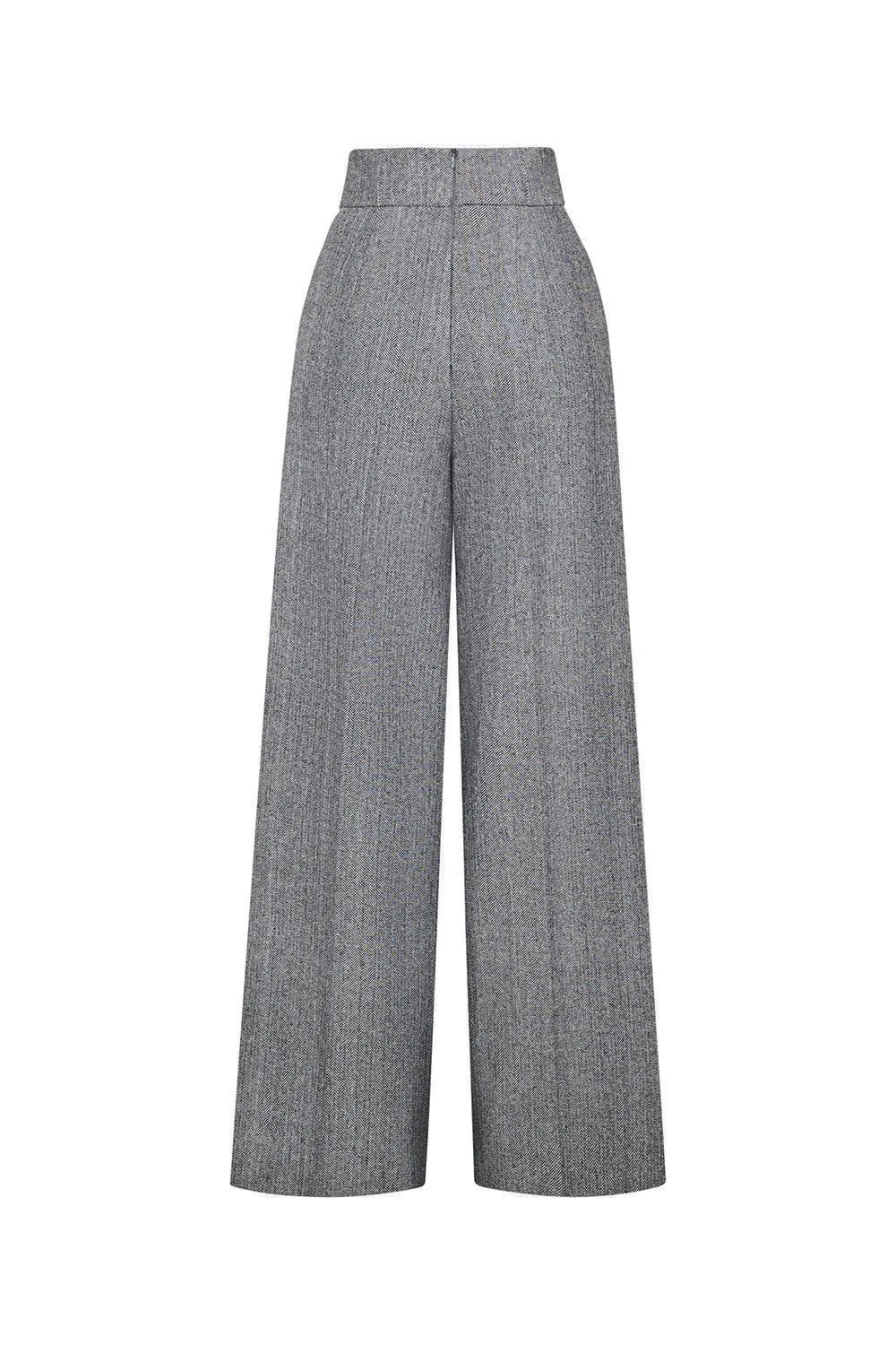 Platine Straight High Waist Tweed Floor Length Pants