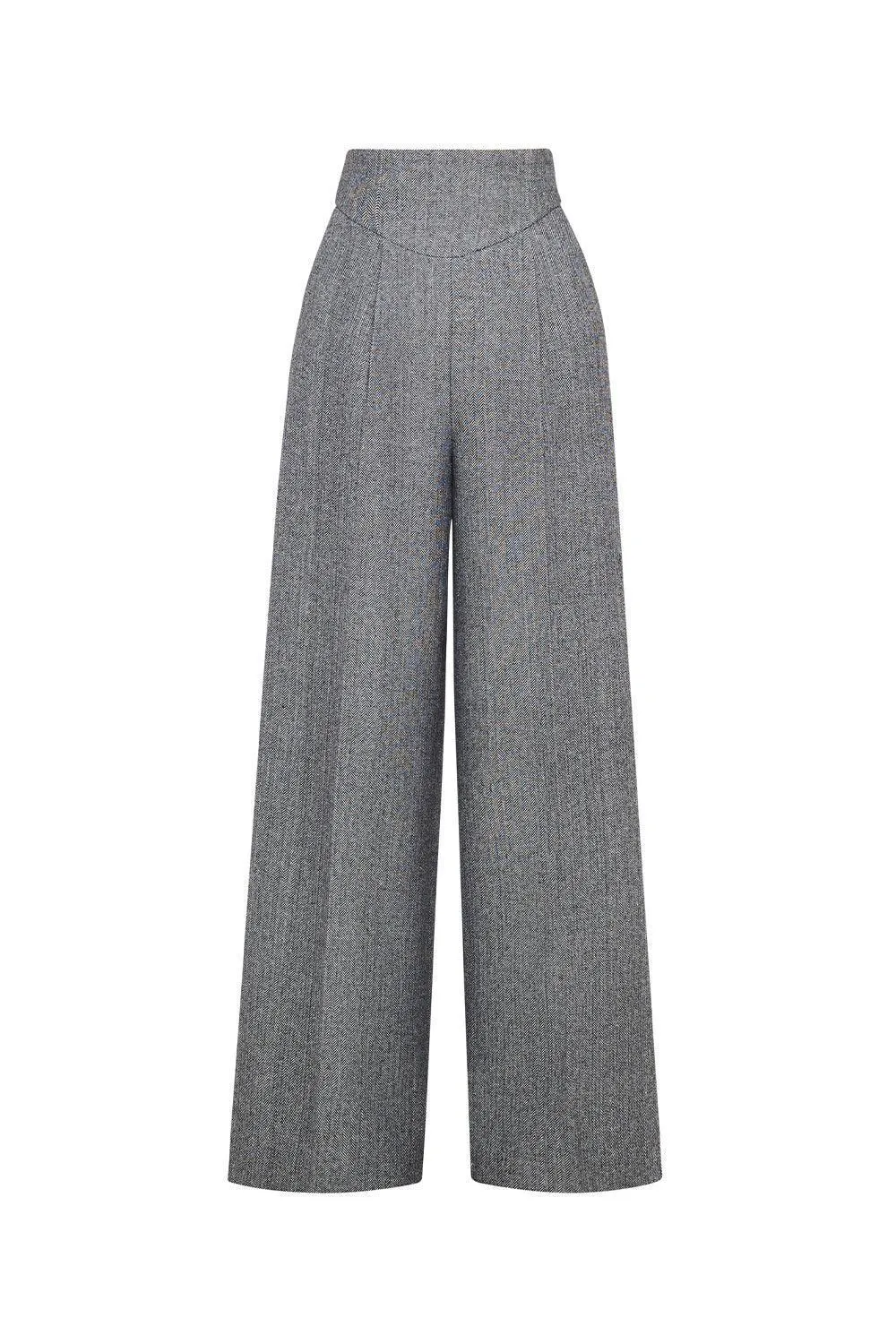 Platine Straight High Waist Tweed Floor Length Pants