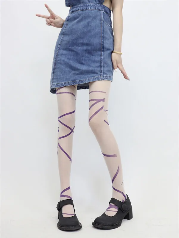 Pretty purple ribbon tights