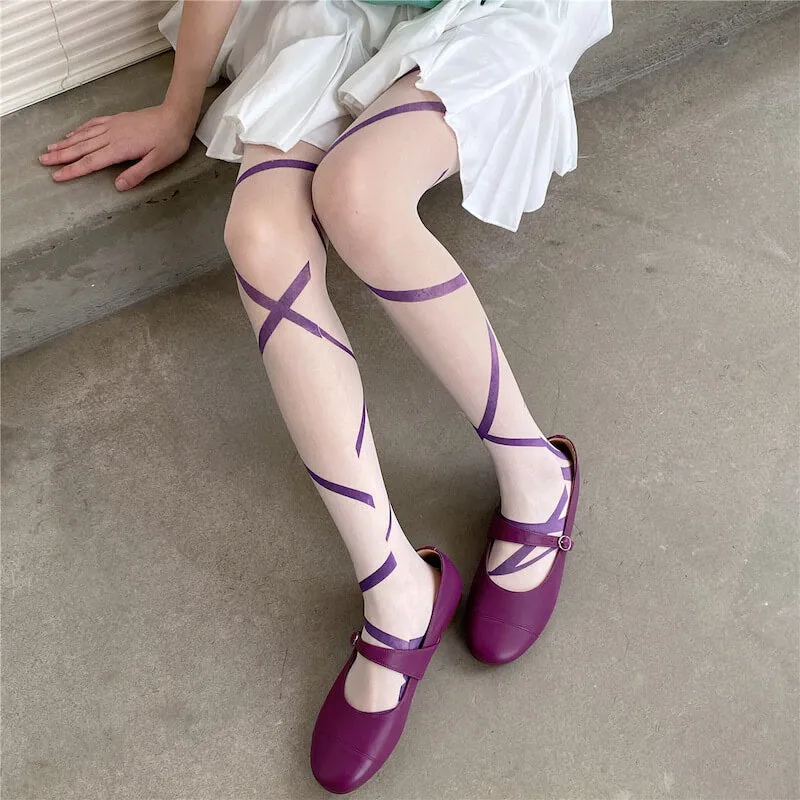 Pretty purple ribbon tights