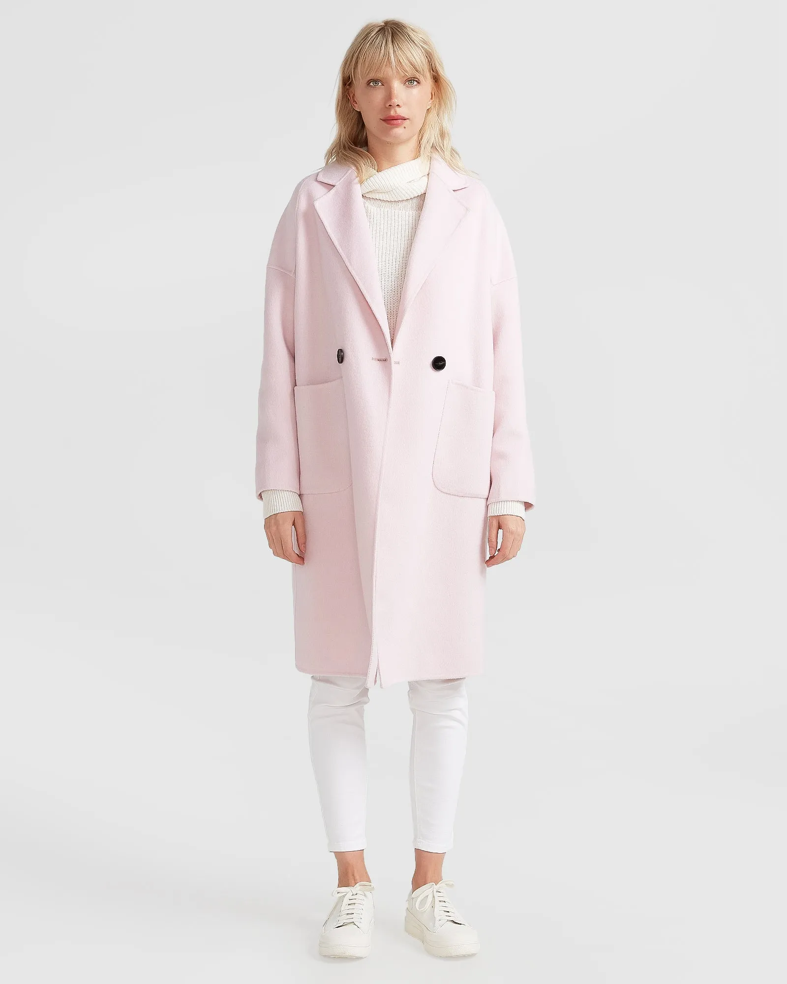 Publisher Double-Breasted Wool Blend Coat - Pale Pink