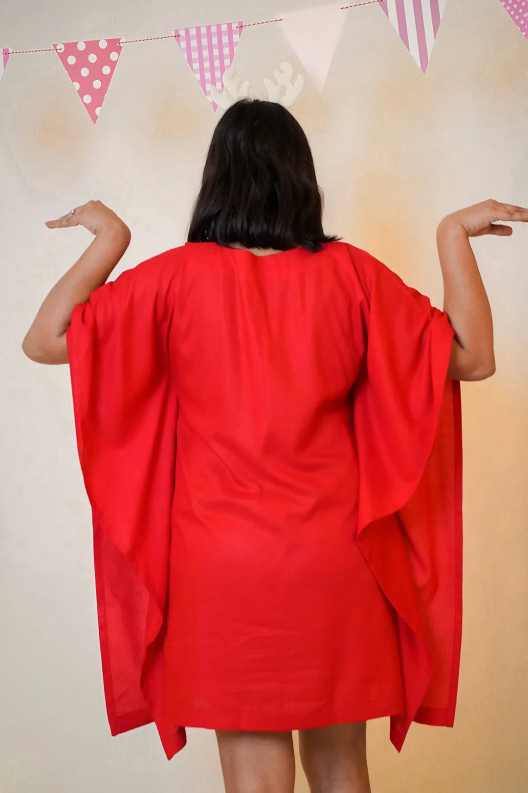 Red Rayon Kaftan - Elf