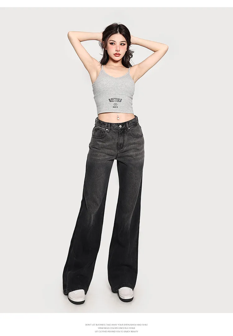 RESTORE Solid Color Sporty Spaghetti Strap Slim Cropped Top