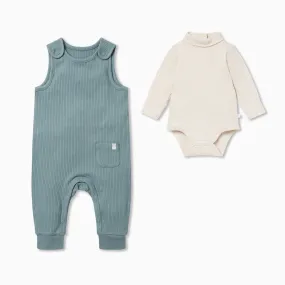 Ribbed Romper & Turtleneck Bodysuit Outfit