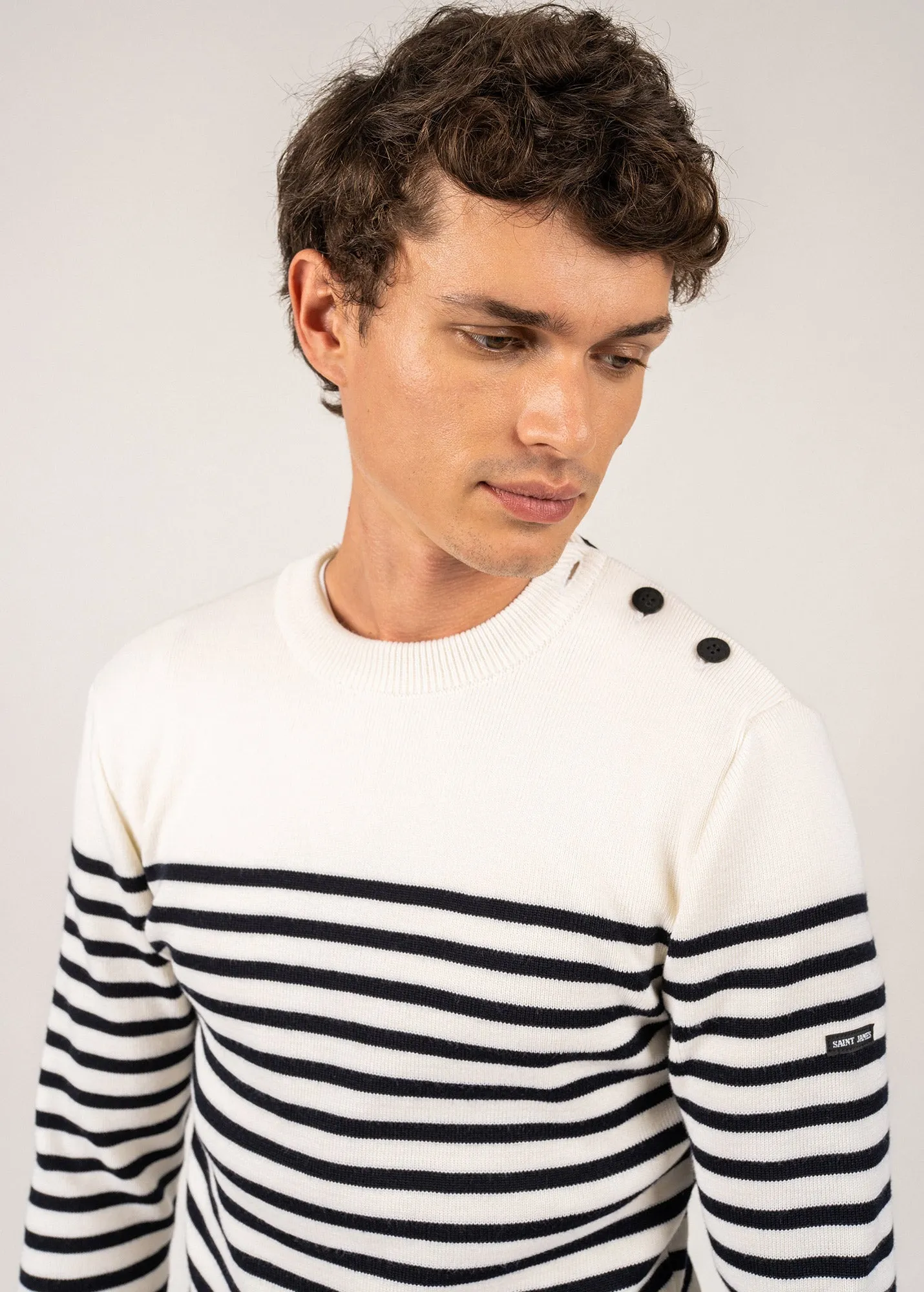 Rochefort striped sailor jumper - slim fit, in merino wool (ECUME/NAVY)