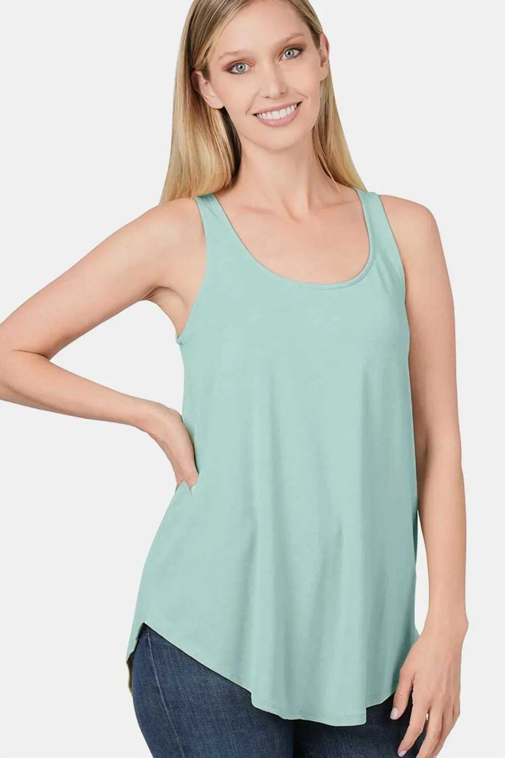 Round Neck Curved Hem Tank