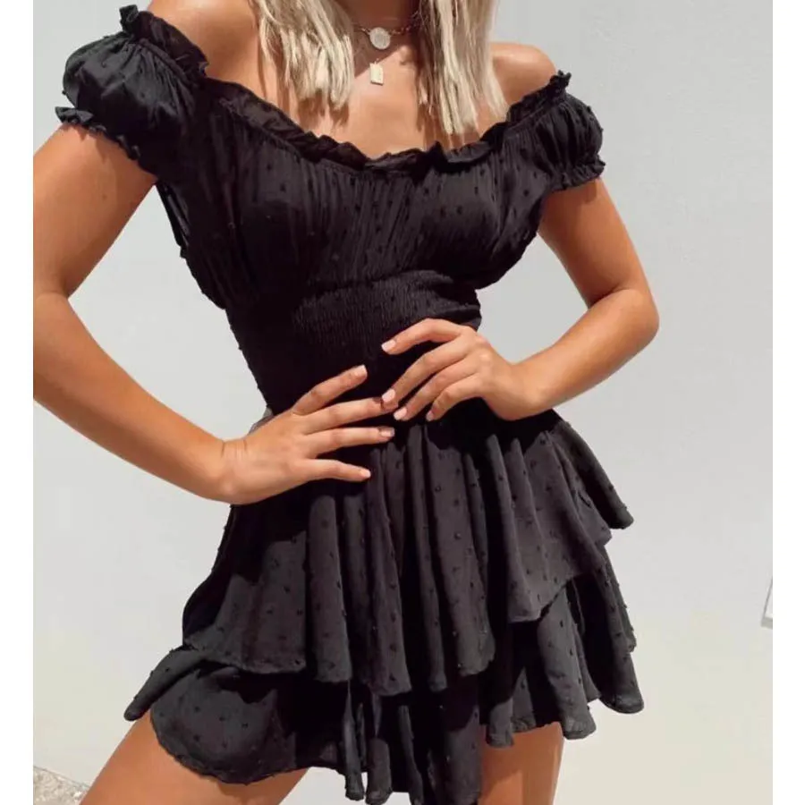 Ruffle Off Shoulder Belted High Waist Romper