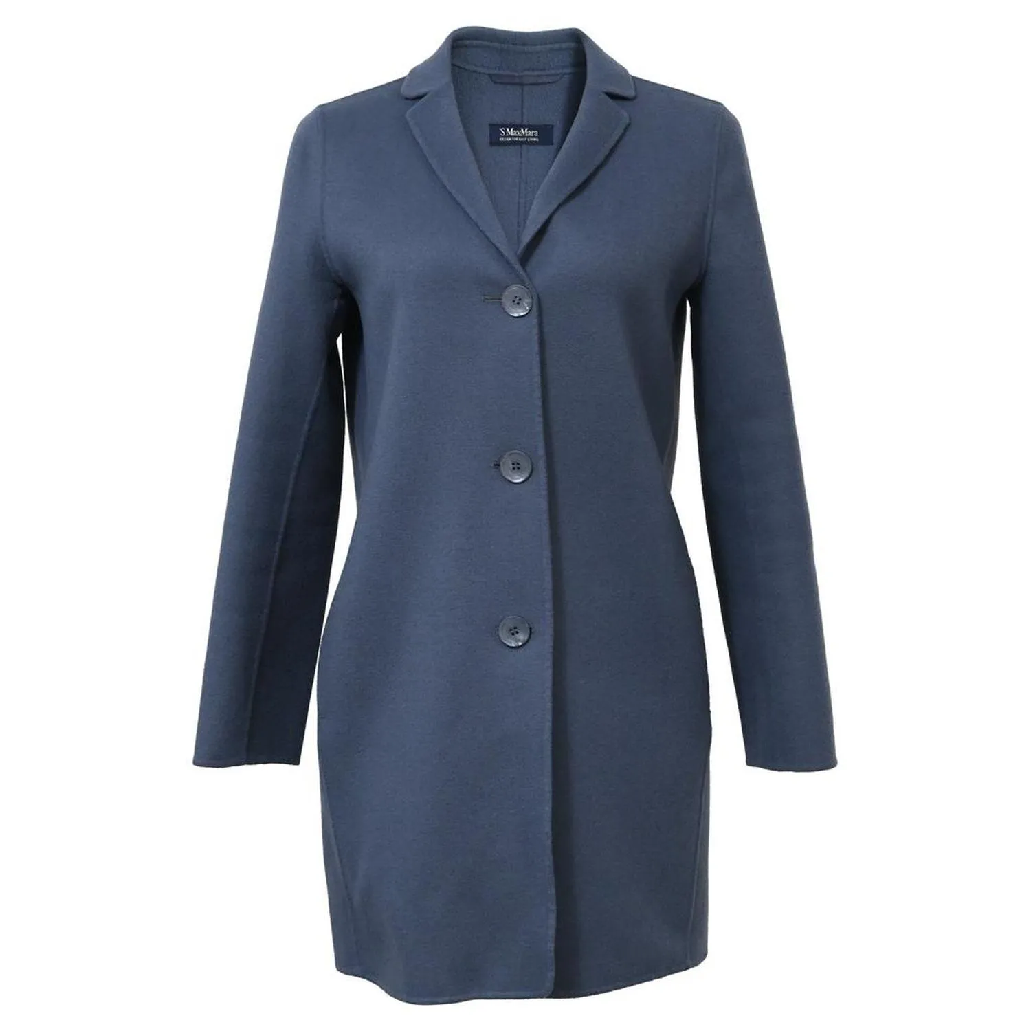 'S Max Mara Single-Breasted Coat in Blue Wool