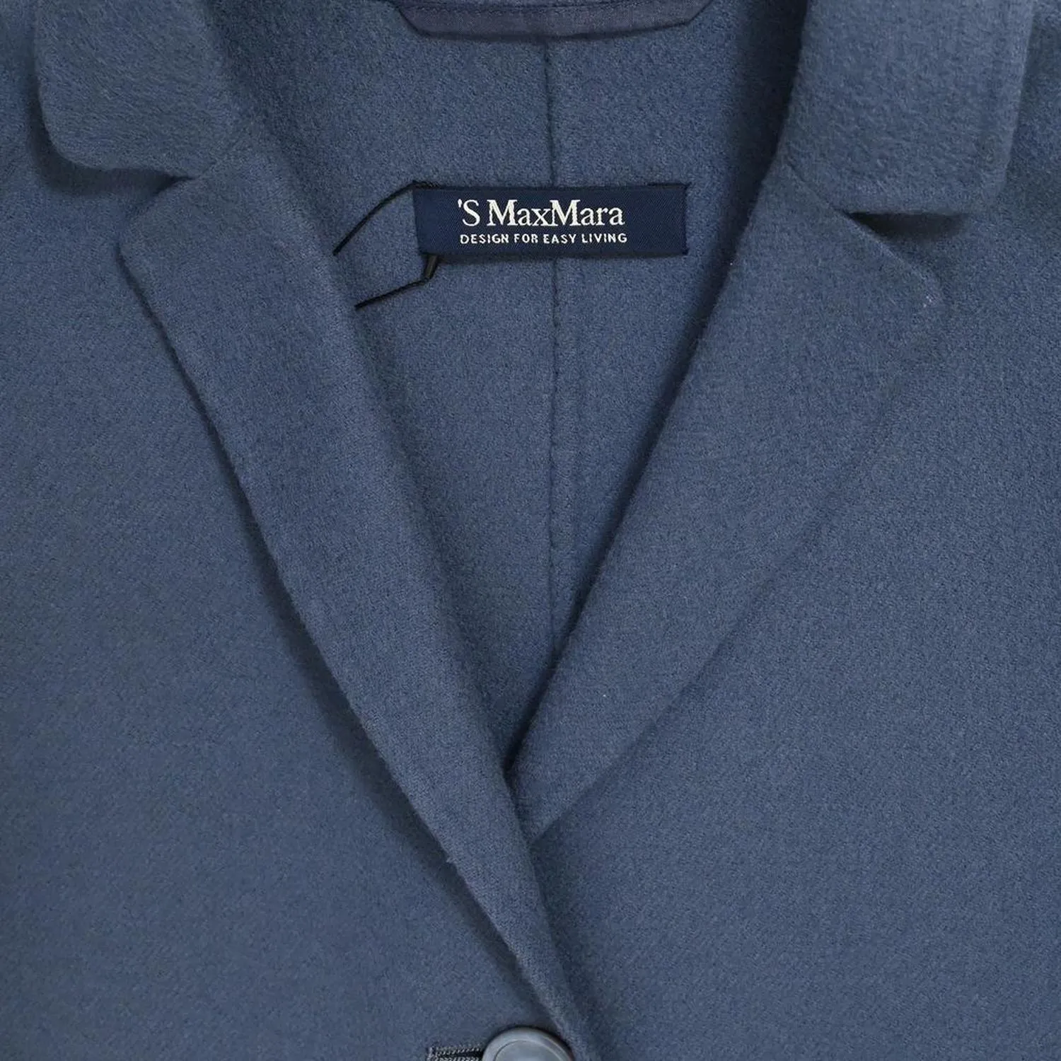 'S Max Mara Single-Breasted Coat in Blue Wool