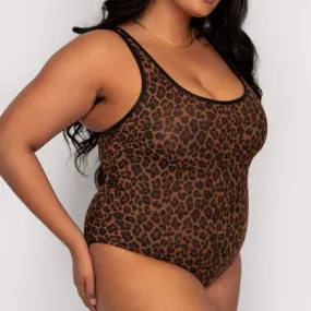 SHEER MESH BODYSUIT DESIGNER LEOPARD