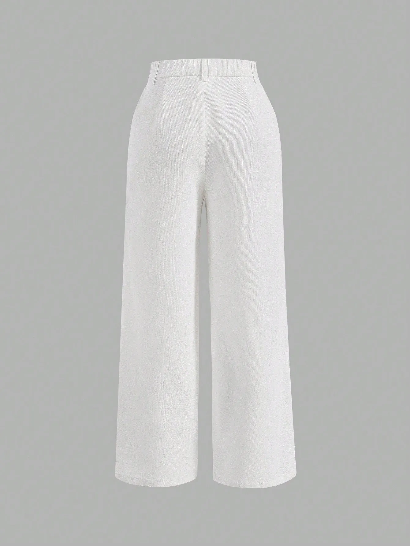 SHEIN High Waist Button Detail Straight Leg Pants