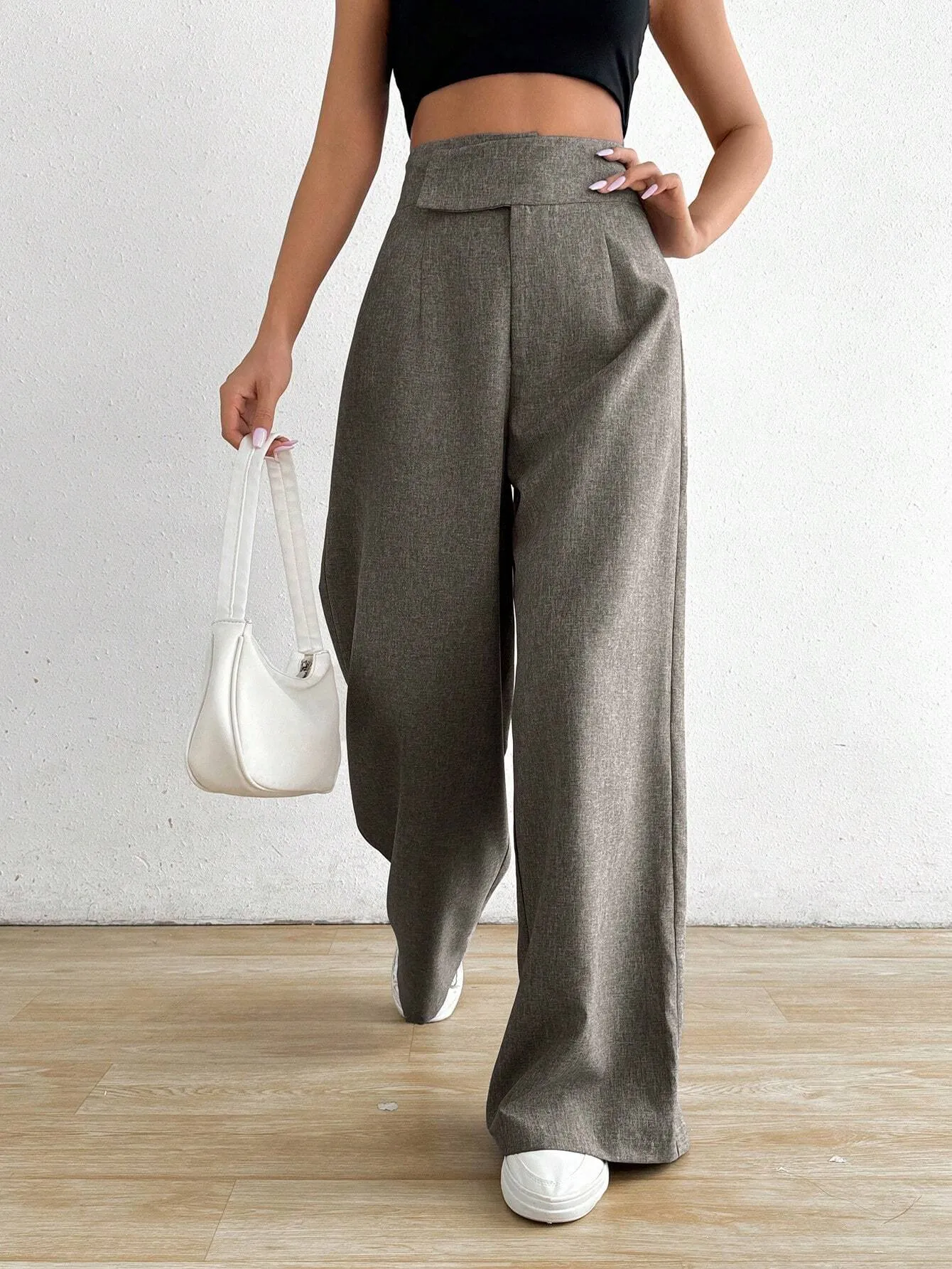 SHEIN Raffinéa Women Asymmetric Waist Loose Casual Wide Leg Pants