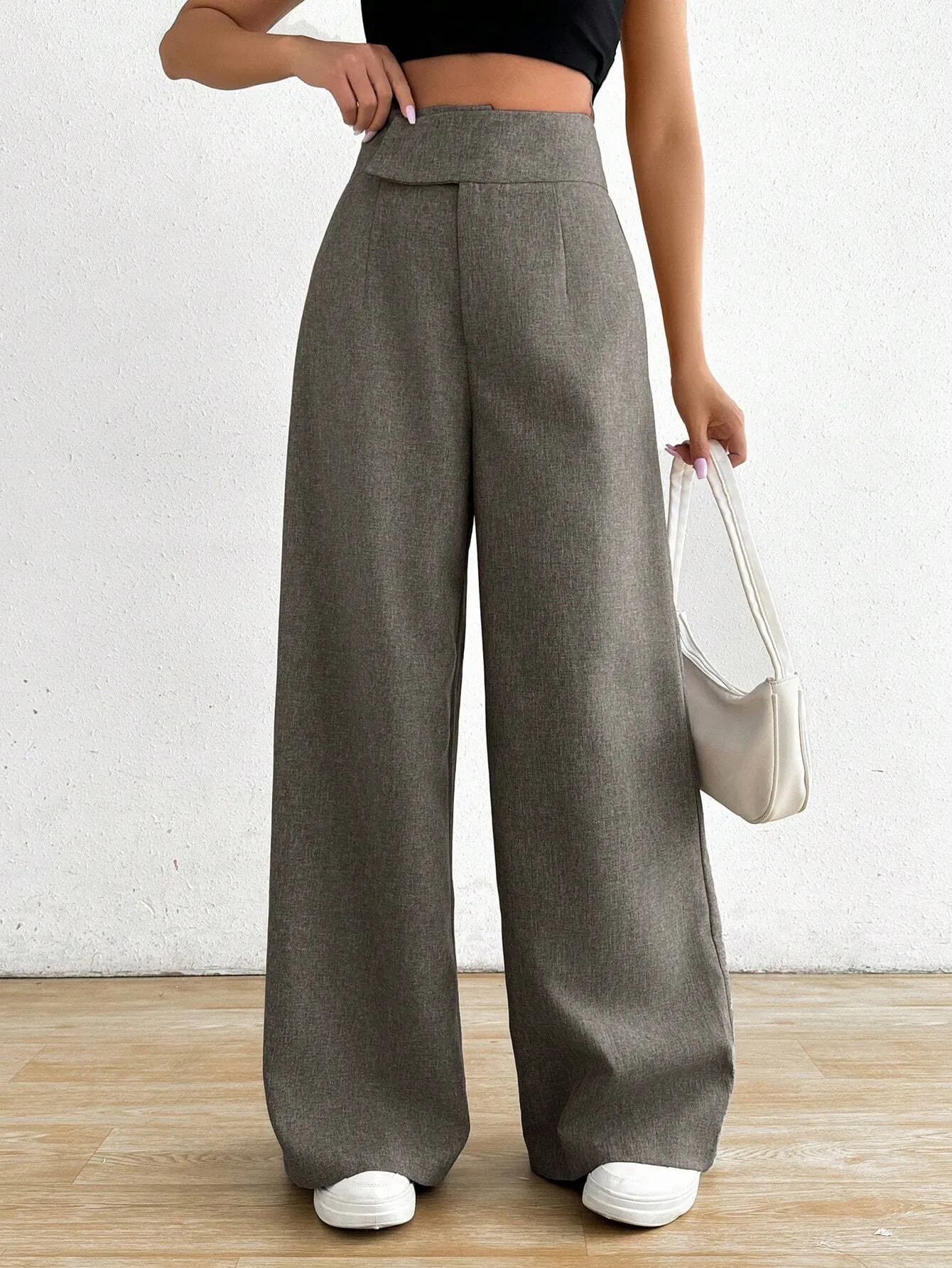 SHEIN Raffinéa Women Asymmetric Waist Loose Casual Wide Leg Pants