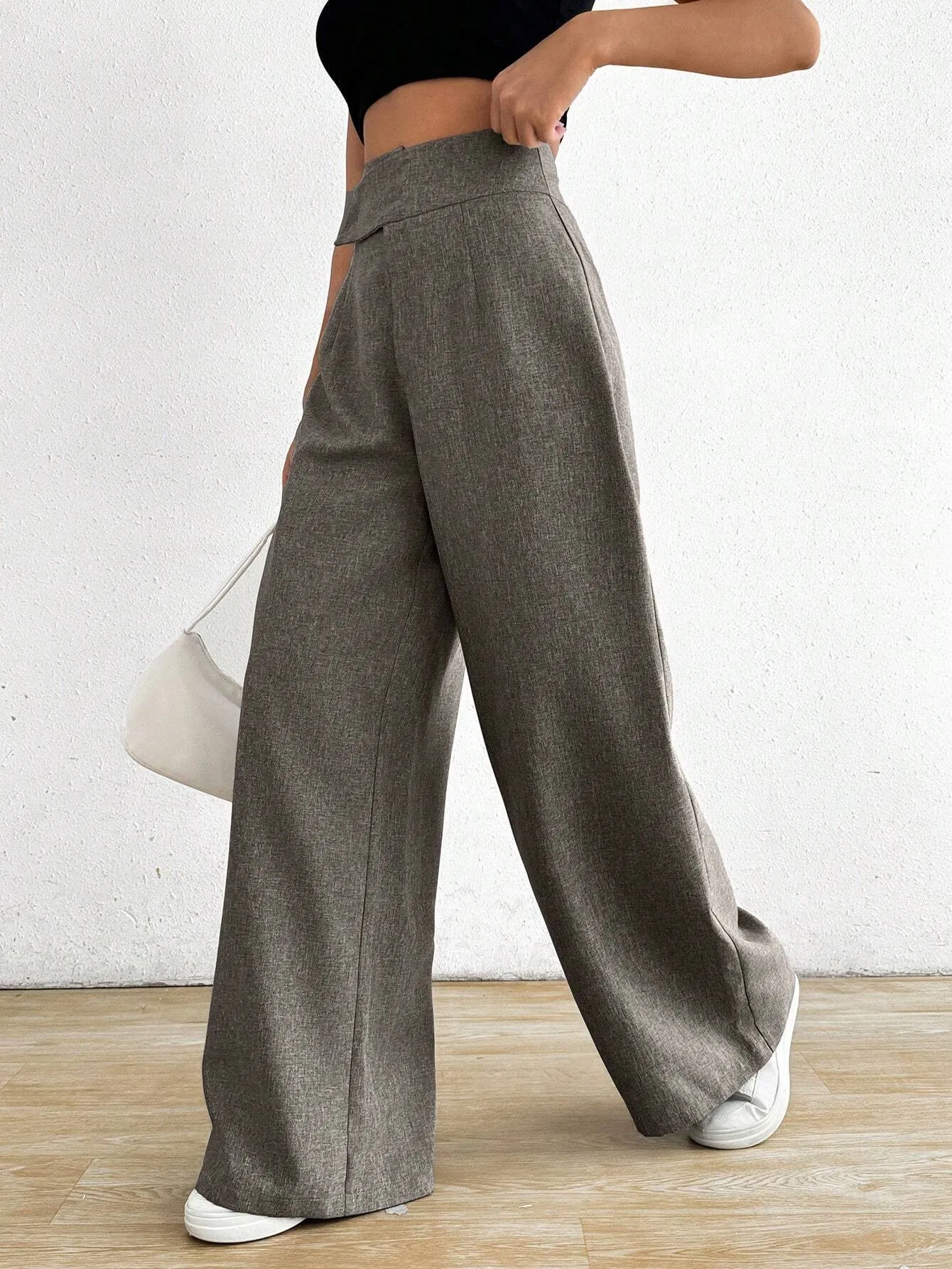 SHEIN Raffinéa Women Asymmetric Waist Loose Casual Wide Leg Pants