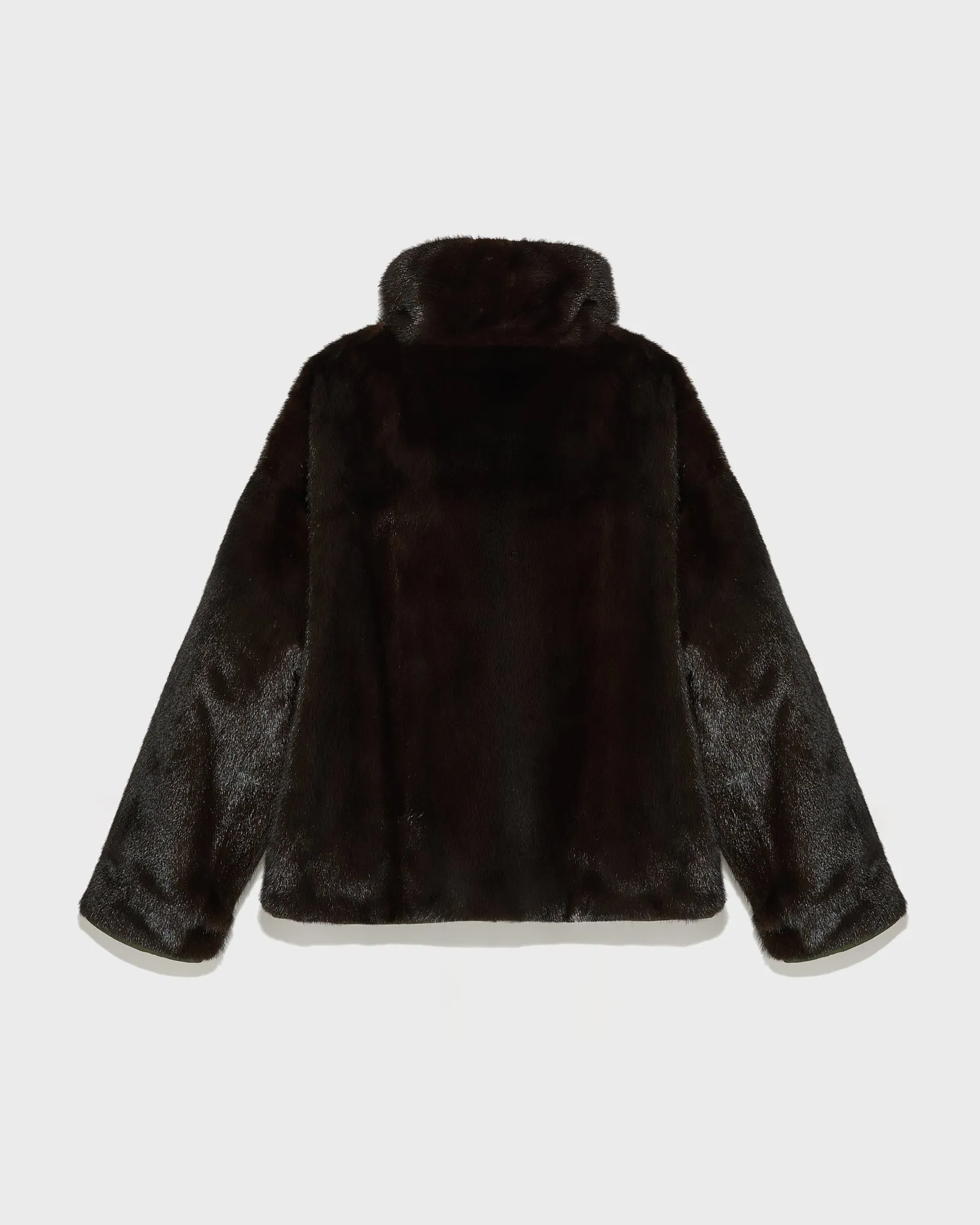 Short parka with mink collar