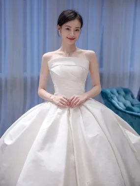 Simple Ball Gown Silk Taffeta Wedding Dress